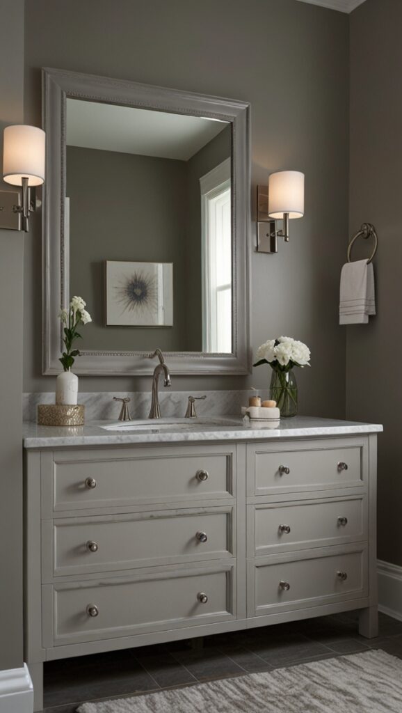 painting with Anew Gray,new Bathroom design, modern Bathroom , modern Bathroom designs, modern Bathroom frame,modern Bathroom remodel, moody Bathroom  decor,