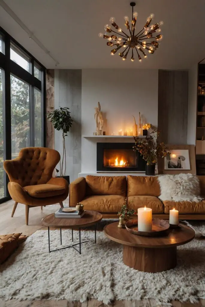 Cozy living room decor, Fall home decor, Autumn living room ideas, Warm home decorations, Stylish living room upgrades