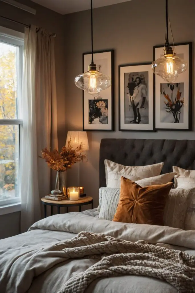 Fall bedroom decor, Fall bedroom ideas, Fall bedroom colors, Cozy bedroom decor, Autumn bedroom design