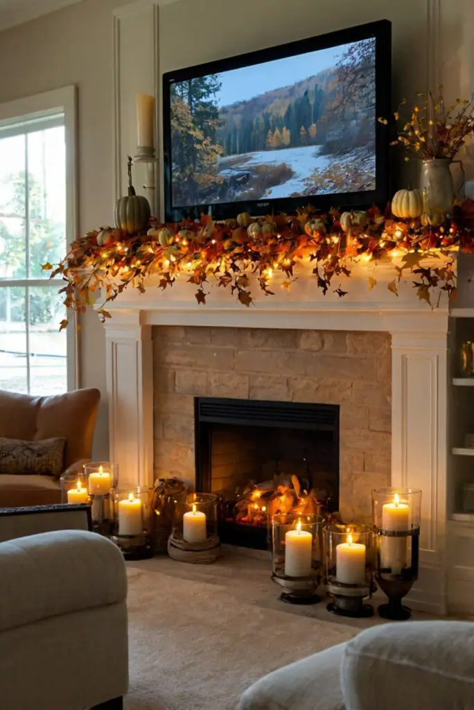 Fall mantle decor,, living room upgrades,, cozy fireplace ideas,, modern home design,, interior styling tips