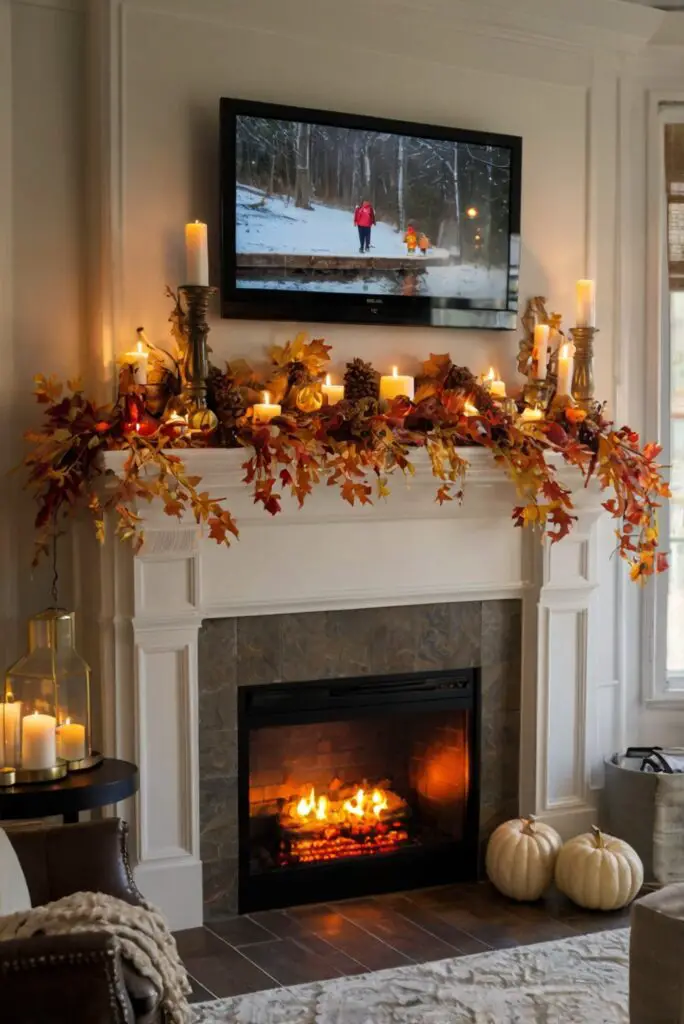 Fall mantle decor, Fall mantle ideas, Fall mantle styling, Fall mantle accessories, Fall mantle design