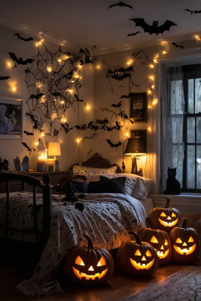 Halloween room decor, spooky room decorations, scary Halloween room ideas, haunted house room decor, creepy room accessories