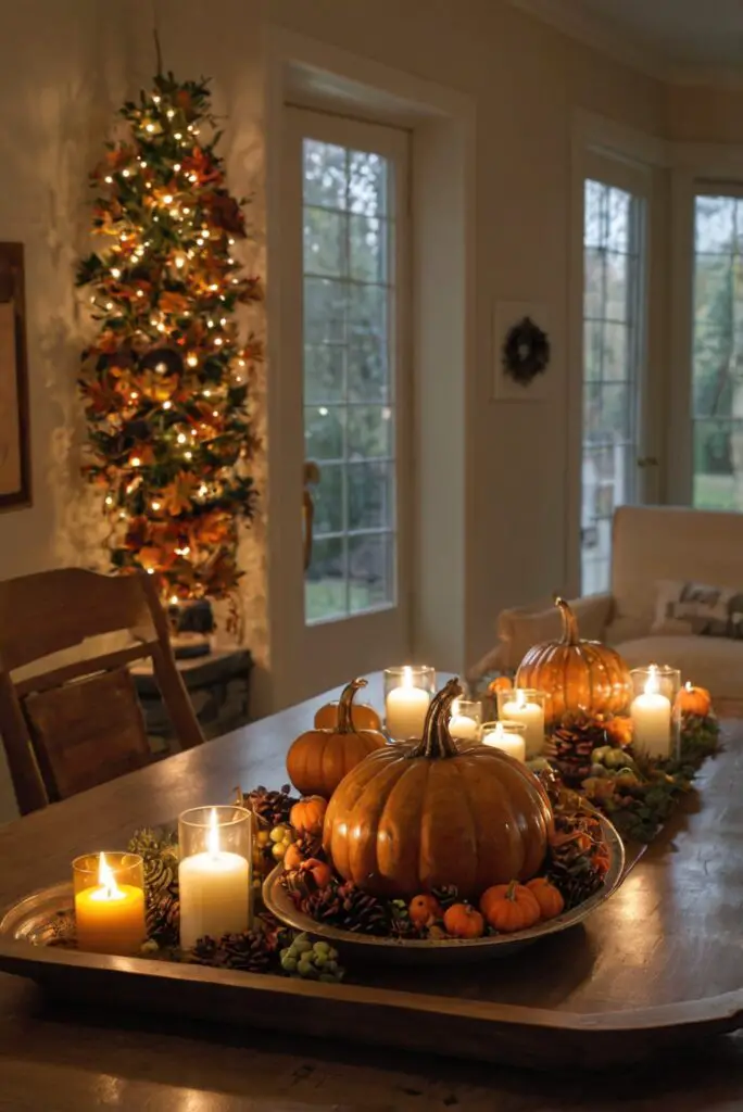 Thanksgiving room decor, festive home accents, holiday decorating tips, autumn interior design, seasonal centerpiece ideas