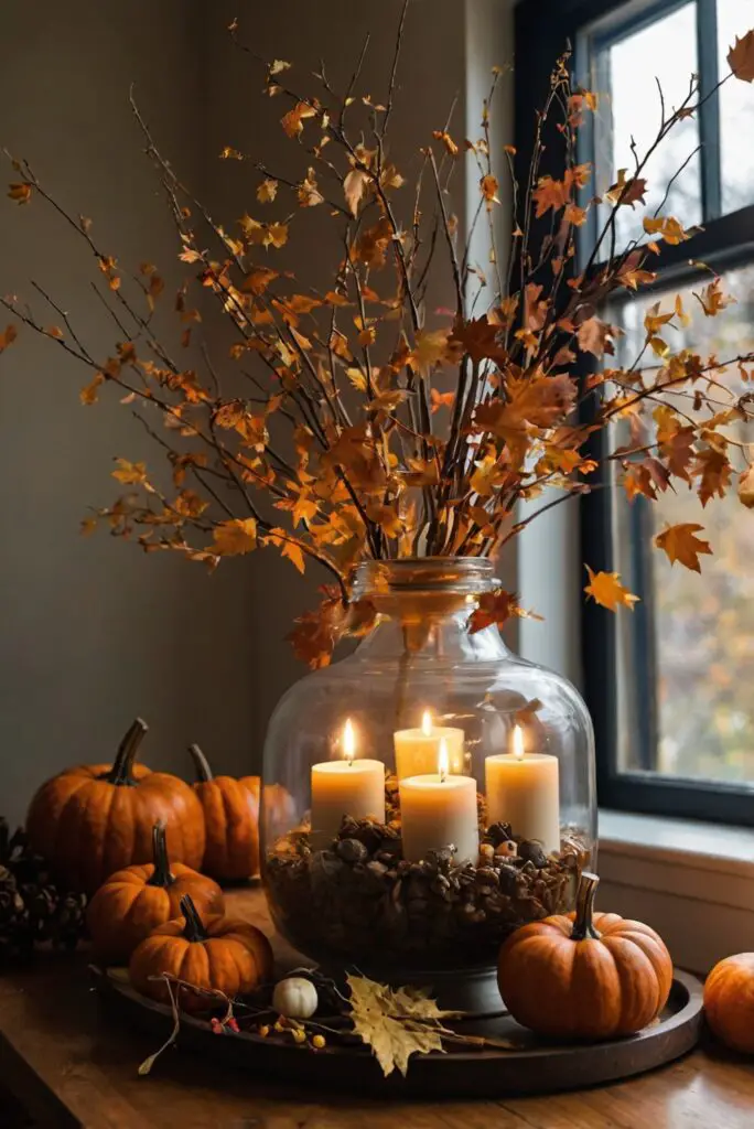 fall home decor ideas, autumn interior design, seasonal home decorations, cozy fall accents, elegant fall home decor