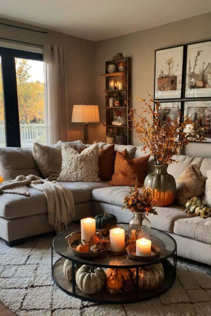 Fall home decor, Living room makeover, Cozy interior design, Modern home furnishings, Stylish home accessories