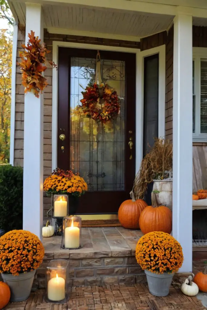 Fall front porch decor, Outdoor autumn decorations, Cozy fall porch ideas, Harvest porch decorating, Seasonal porch display