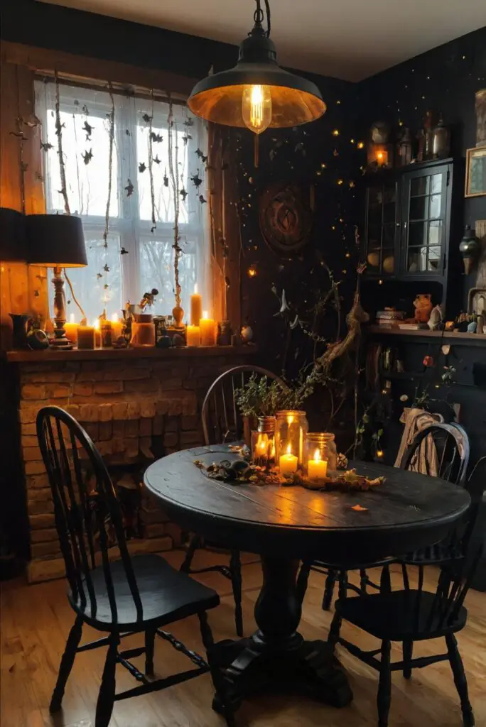 Witchy decor ideas, Halloween room decor, Gothic home decor, Bohemian room inspiration, Wiccan room decorating