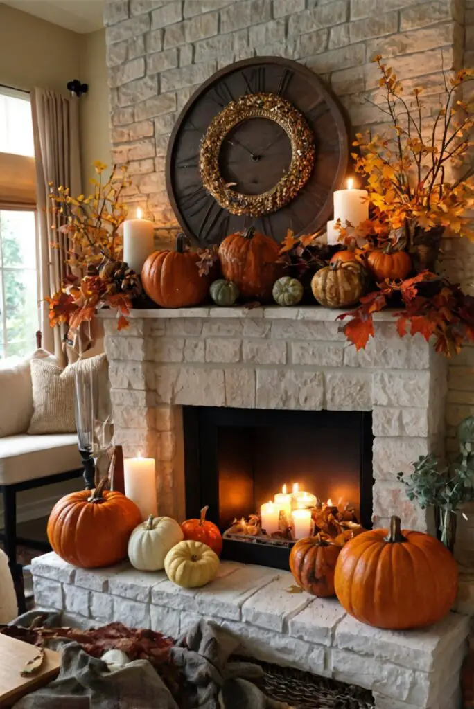 Fall mantel decor ideas, Mantel decoration tips, Autumn fireplace decor, Cozy fall mantel styling, Fireplace mantel inspiration