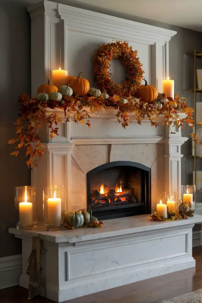 Home decor, Fall decor, Mantel decor, Seasonal decor, Interior design