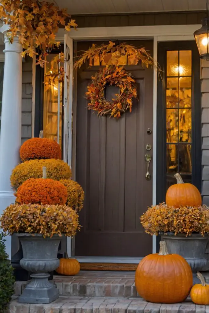 Fall porch décor, Autumn front porch, Outdoor fall decorations, Fall porch decorating, Thanksgiving porch décor