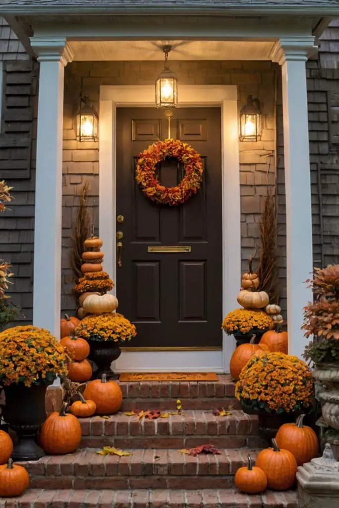 Fall porch decor, Front porch decorating, Autumn outdoor decor, Seasonal porch decorations, Outdoor fall decorating