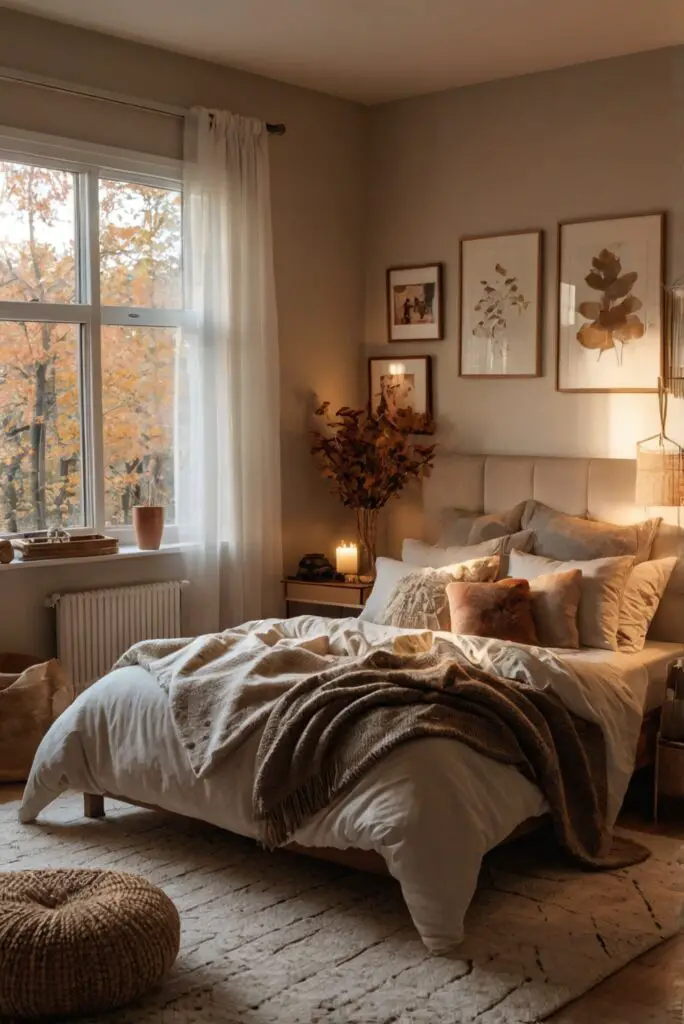 Cozy bedroom decor, Fall decorating ideas, Bedroom essentials, Home interior design, Cozy bedroom furniture