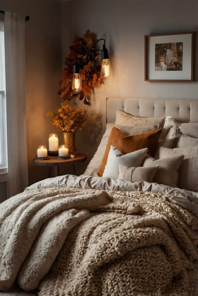 Upgrade Bedroom Decor, Fall Bedroom Makeover, Aesthetic Bedroom Ideas, Cozy Bedroom Design, Bedroom Styling Tips