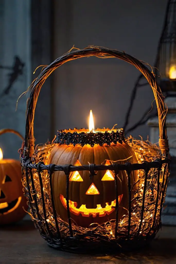 Halloween Basket Decor, Halloween Basket Ideas, DIY Halloween Basket, Spooky Basket Ideas, Scary Halloween Basket