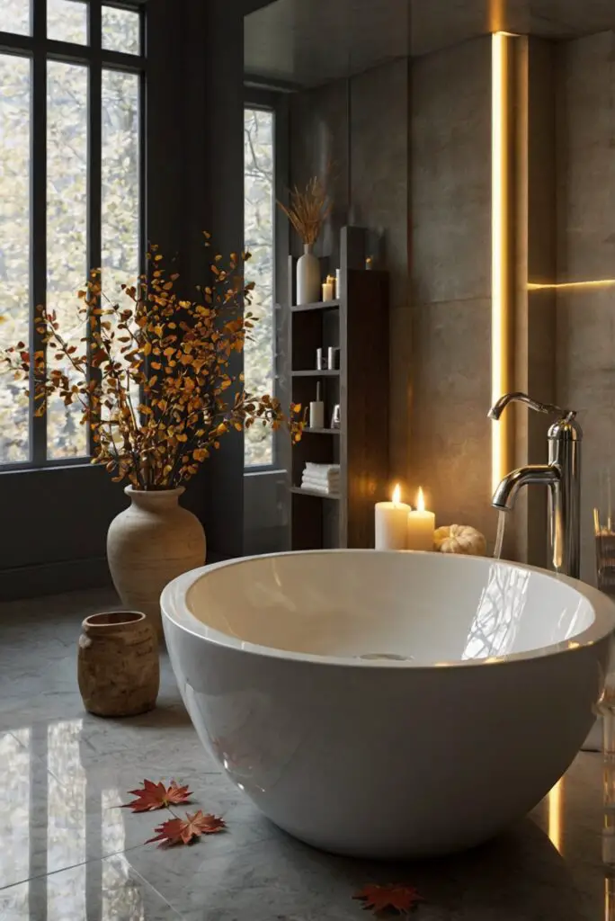 Upgrade bathroom decor, Fall bathroom decor, Bathroom remodeling ideas, Bathroom renovation tips, Stylish bathroom updates