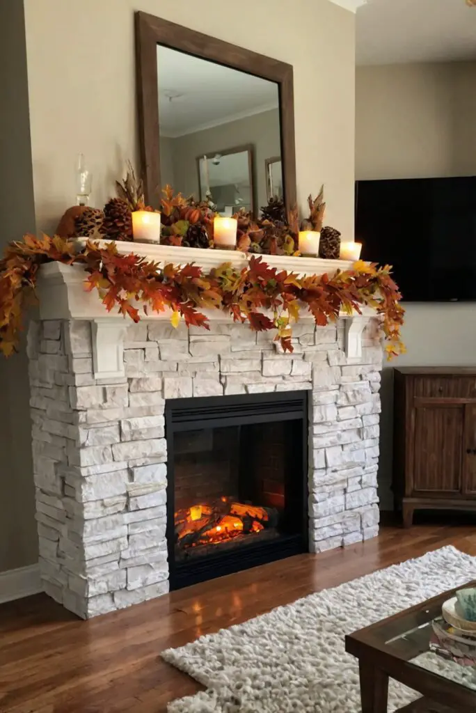 mantle decor ideas, cozy fall decorations, fireplace mantle decorations, autumn home decor, living room decorating ideas