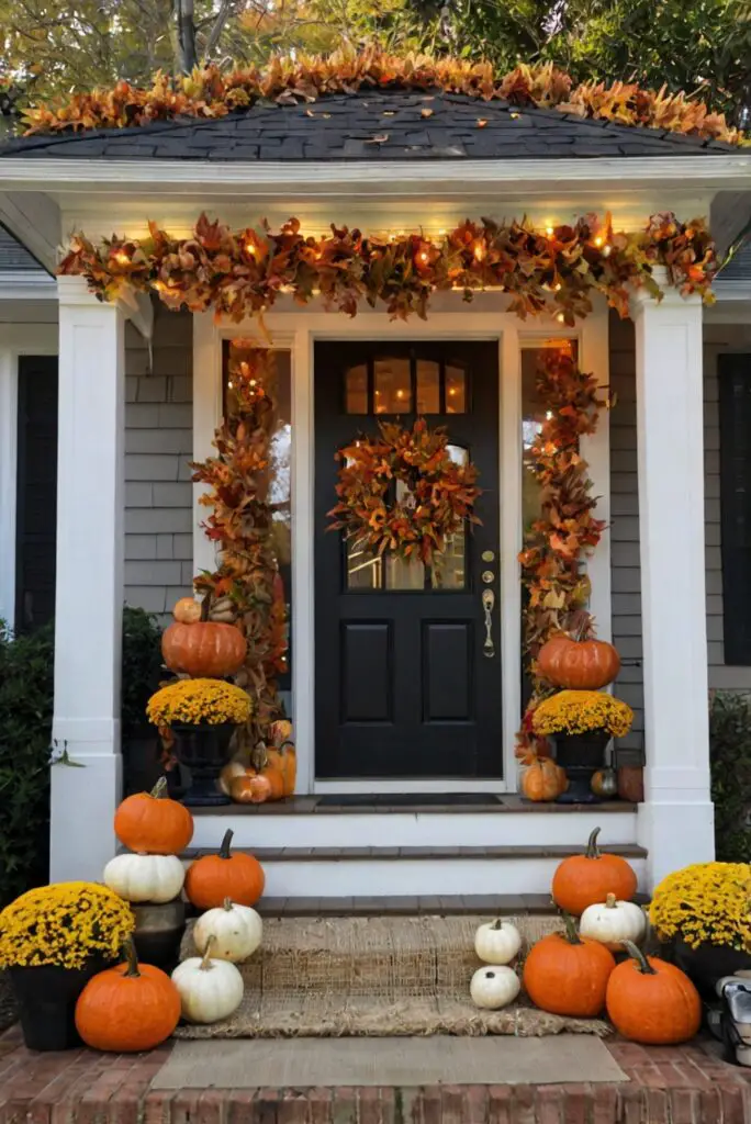 Fall porch decor, Autumn outdoor decorations, Front porch makeover, Outdoor fall decorating, Porch decor inspiration