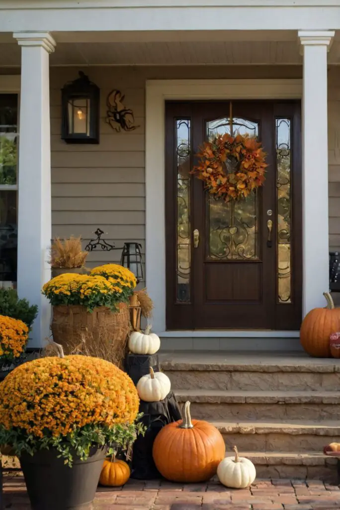 Fall porch decor, Fall outdoor decorations, Autumn front porch, Outdoor fall decorating, Festive porch decorations