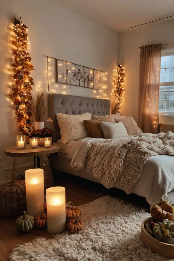 Fall room decor, cozy interior design, trendy home decor, autumn-inspired room, stylish room makeover