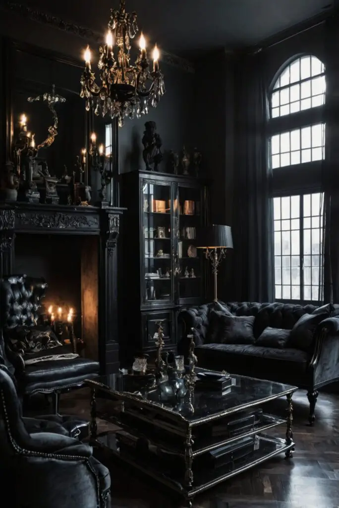 Gothic furniture, Gothic home decor, Gothic living room decor, Dark interior design, Victorian Gothic décor