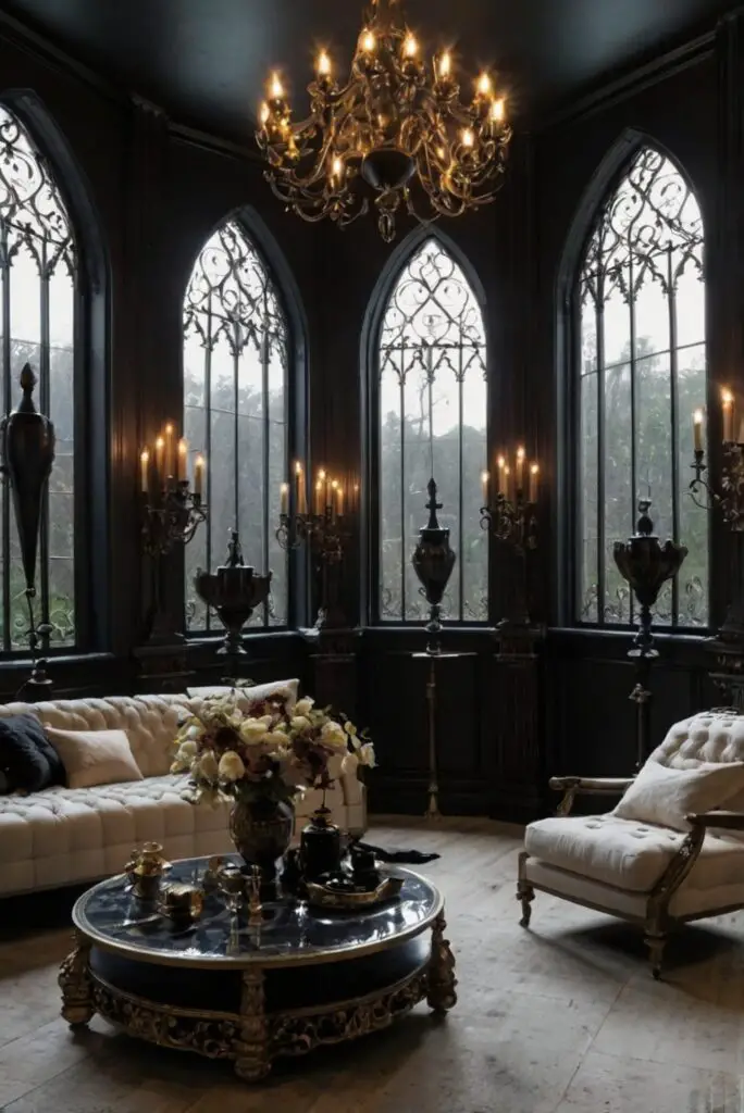 Gothic living room decor, Gothic style furniture, Dark living room ideas, Victorian Gothic interior, Moody home design