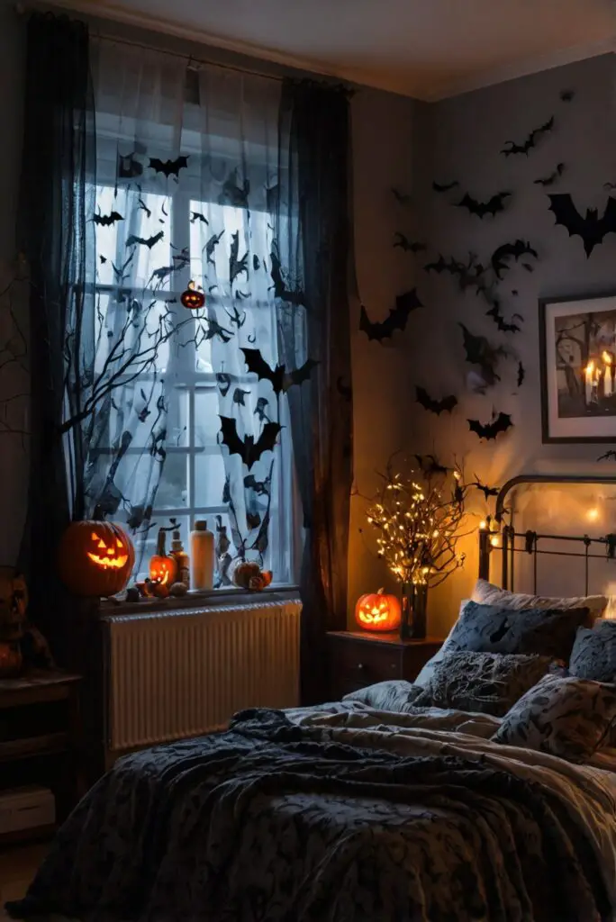 Halloween decor ideas, Halloween bedroom decor, Halloween home decorations, Spooky bedroom decor, Haunted house decorations