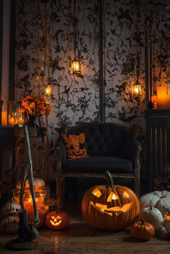 Halloween room decor, Halloween decorating ideas, Spooky decorations, Creepy home decor, Halloween room accessories