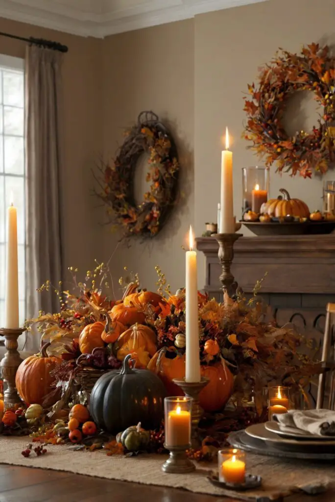 Upgrade Your Home Decor, Thanksgiving Decor Ideas, Holiday Room Makeover, Festive Living Room, Luxury Thanksgiving Decor