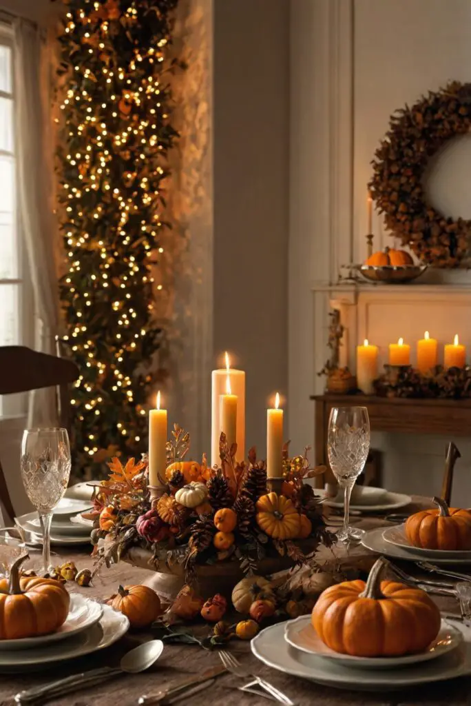 Thanksgiving decorating ideas, festive room decor, Thanksgiving home decorations, holiday room makeover, cozy Thanksgiving ambiance