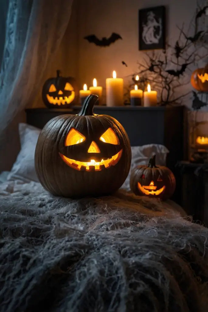 Halloween room decor, Halloween bedroom ideas, Festive room decorations, Spooky bedroom makeover, Haunted house theme