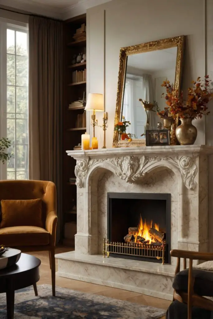 Fall fireplace decor, Fireplace renovation ideas, Cozy fireplace design, Fireplace makeover tips, Modern fireplace upgrades