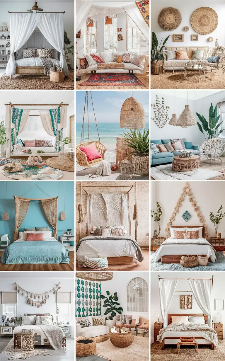 Coastal decor, Boho bedroom, Budget-friendly, Stylish bedroom, Interior design