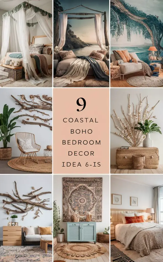 coastal bedroom decor, boho bedroom designs, coastal style bedding, bohemian interior design, coastal boho home styling