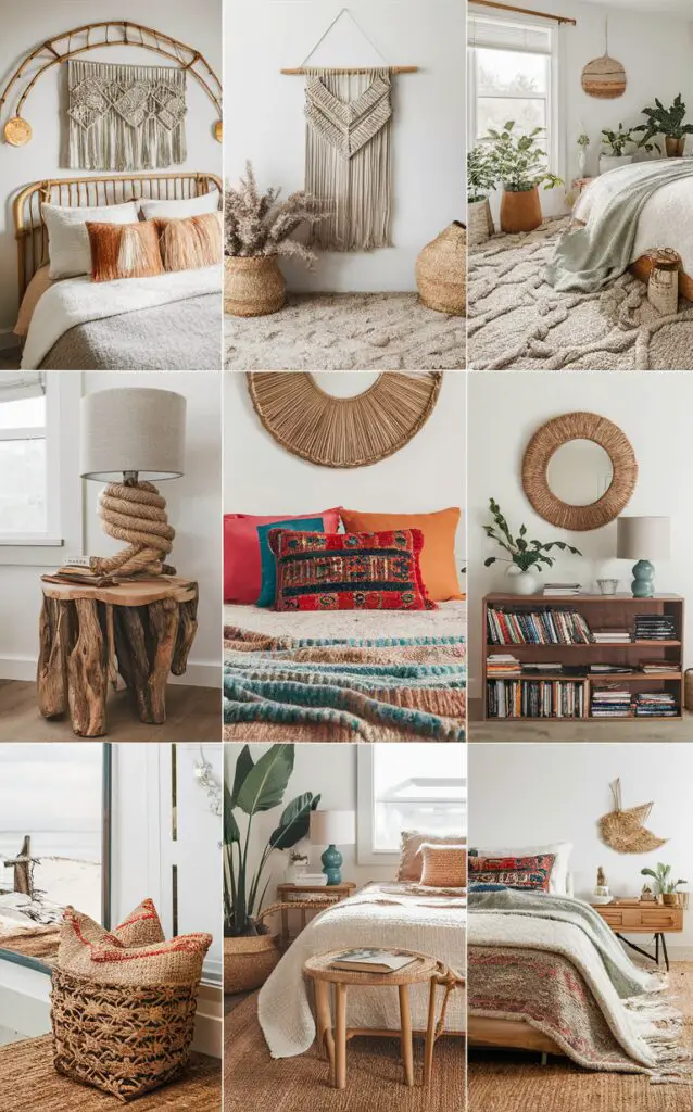 coastal decor, boho bedroom, rattan furniture, coastal chic, coastal living