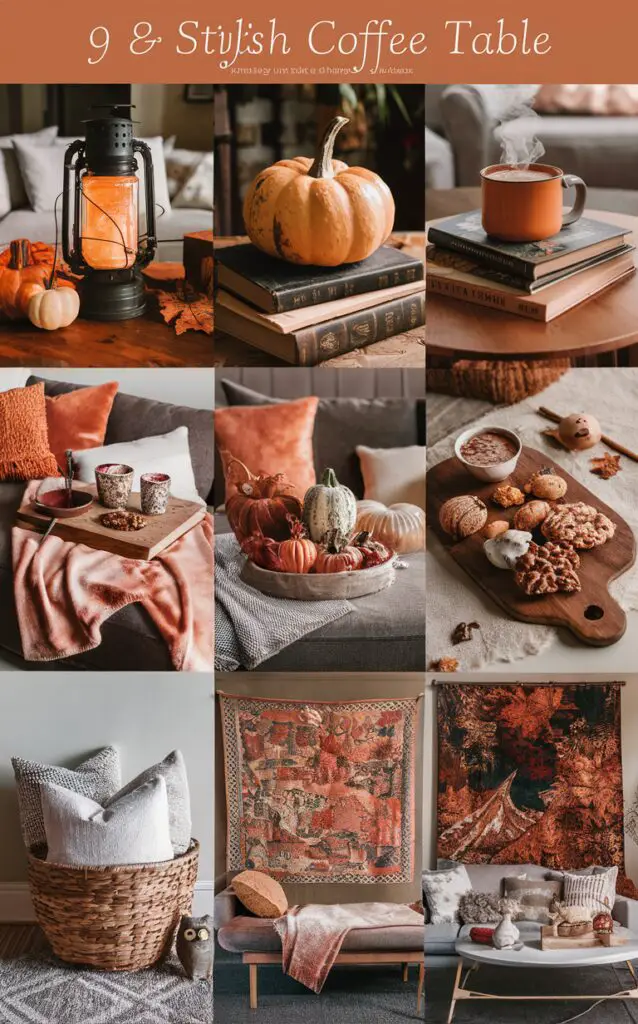 Fall decor ideas, cozy living room, autumn home decor, fall centerpiece, warm living space