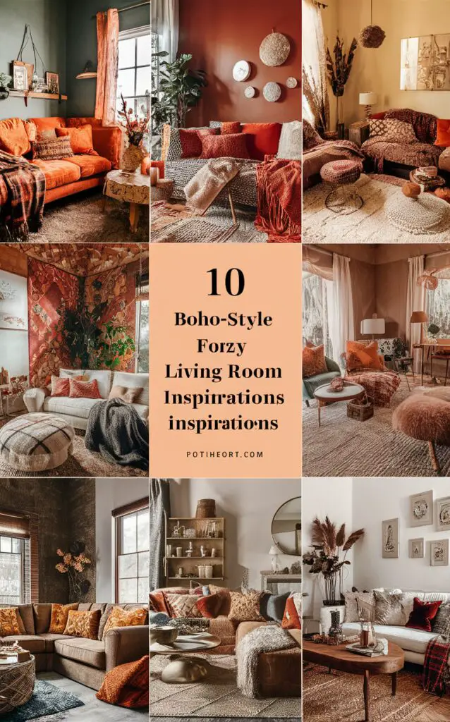 boho chic decor, bohemian interior design, fall home decor trends, cozy living room ideas, stylish autumn decorations