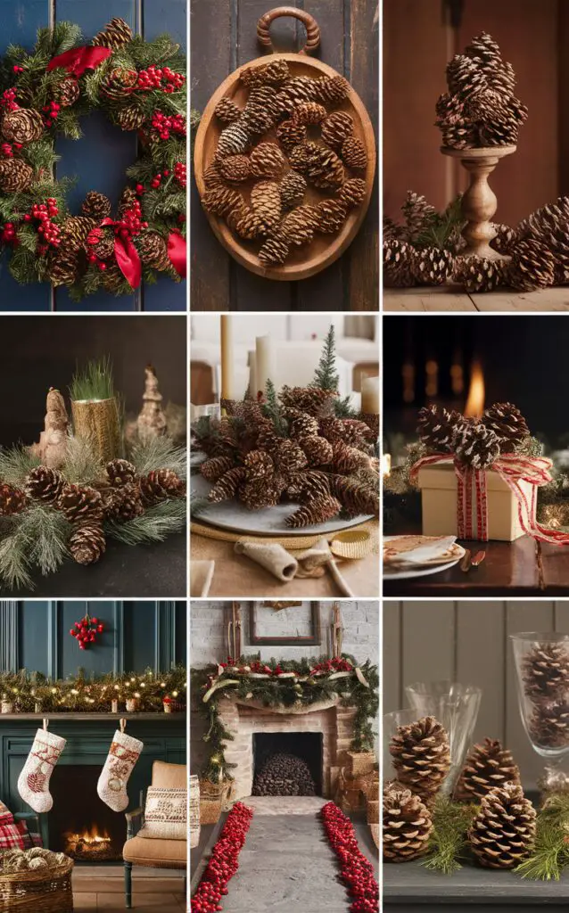 Pinecone wreath, Pinecone ornaments, Pinecone garland, Pinecone centerpieces, Pinecone candle holders