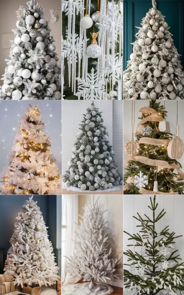 white Christmas tree decor, elegant Christmas tree decoration, modern Christmas tree ornaments, festive holiday home decorations, luxury Christmas tree ideas