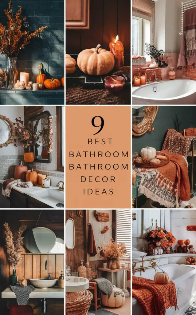 Fall Bathroom Decor, Autumn Bathroom Accessories, Rustic Bathroom Makeover, Harvest Bathroom Themes, Cozy Fall Bathroom Designs