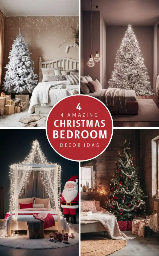 Christmas bedroom decor, festive bedroom ideas, holiday bedroom decorations, cozy Christmas bedroom, seasonal bedroom inspiration