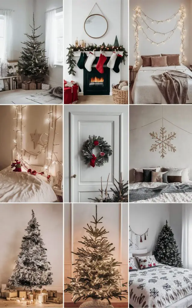 minimalist bedroom decor, holiday home decor, Christmas decorating ideas, modern Christmas decor, Scandinavian Christmas decorations