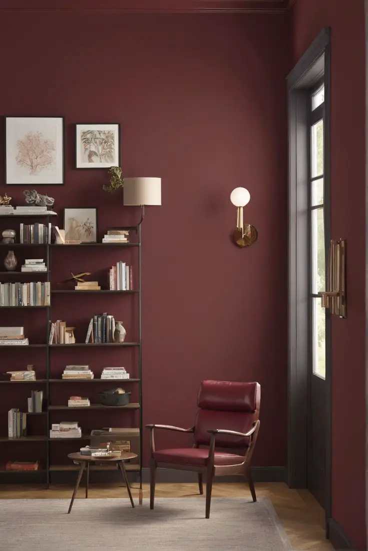 Modern Library Delights in 2024's Dark Red Palette