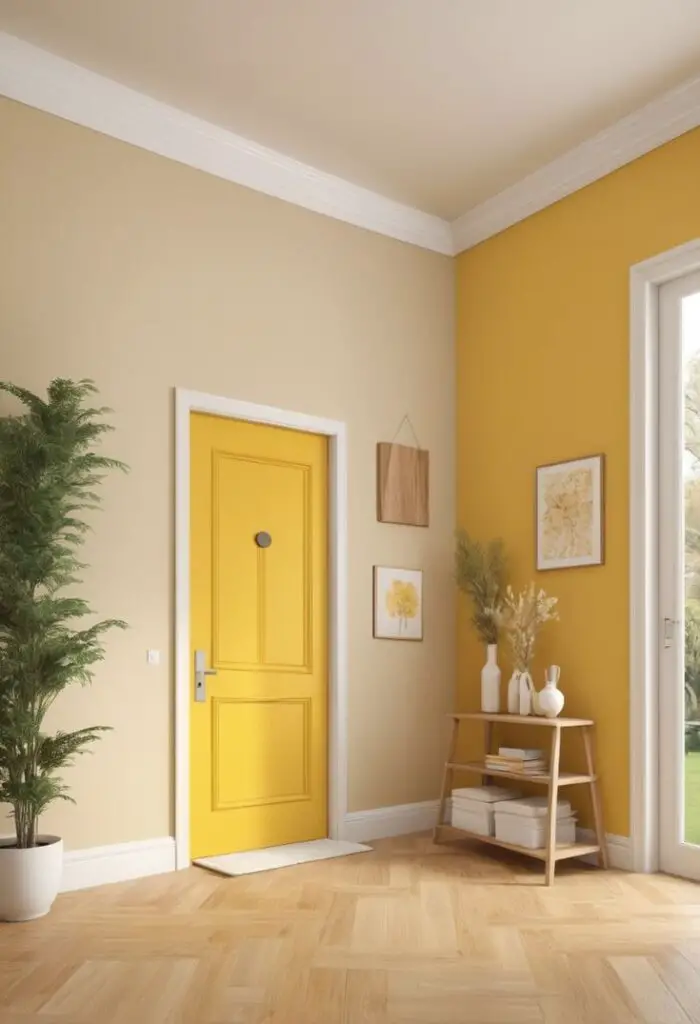 Brighten Your Entryway: Embrace 2024's Lively Yellow Paint Trend