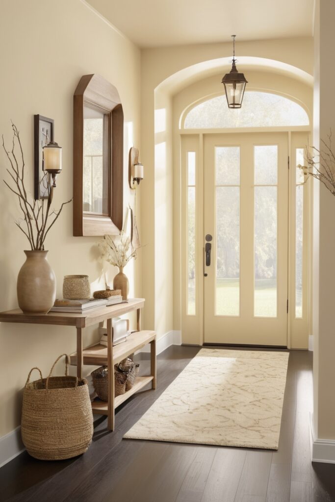 entryway ,benjamin moore creme caramel,
entryway benches with storage,
shoe benches with storage,
entryway tables,
console tables,