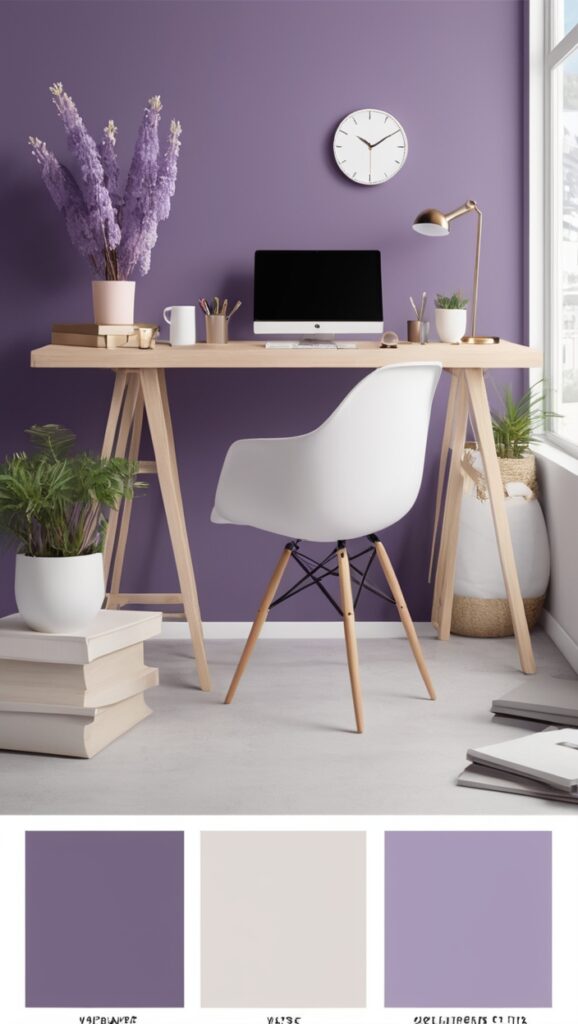 office renovation, modern office design, 2024 color trends, calming colors, Wisteria walls