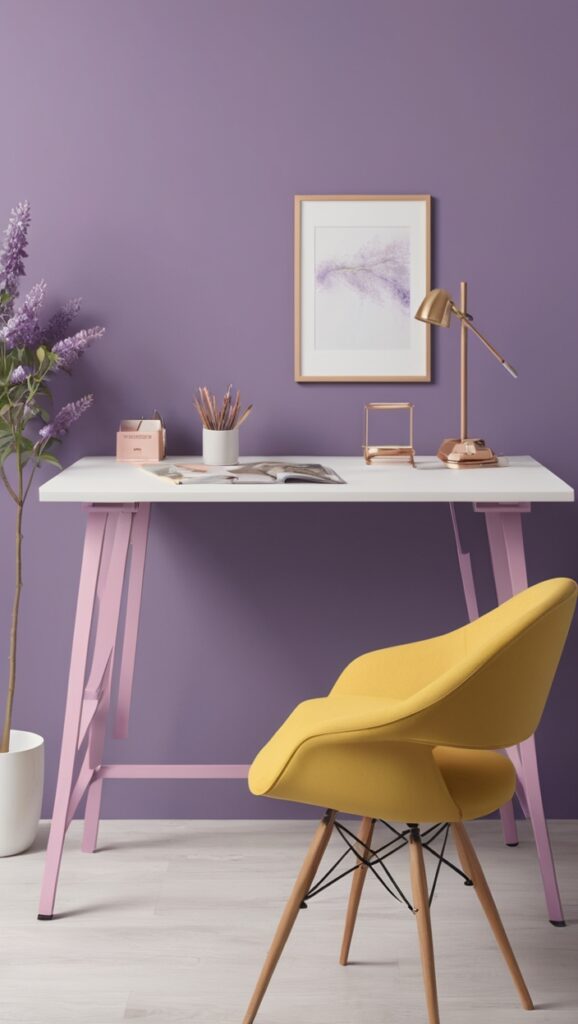 office renovation, modern office design, 2024 color trends, calming colors, Wisteria walls