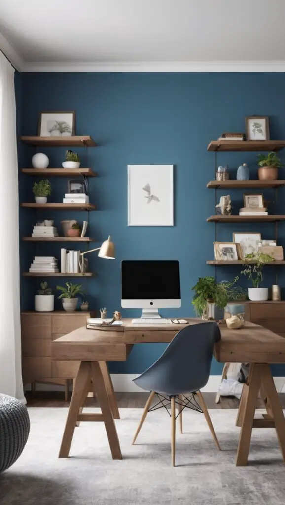  color pairing, interior decor, office accessories, workspace vibes, home office