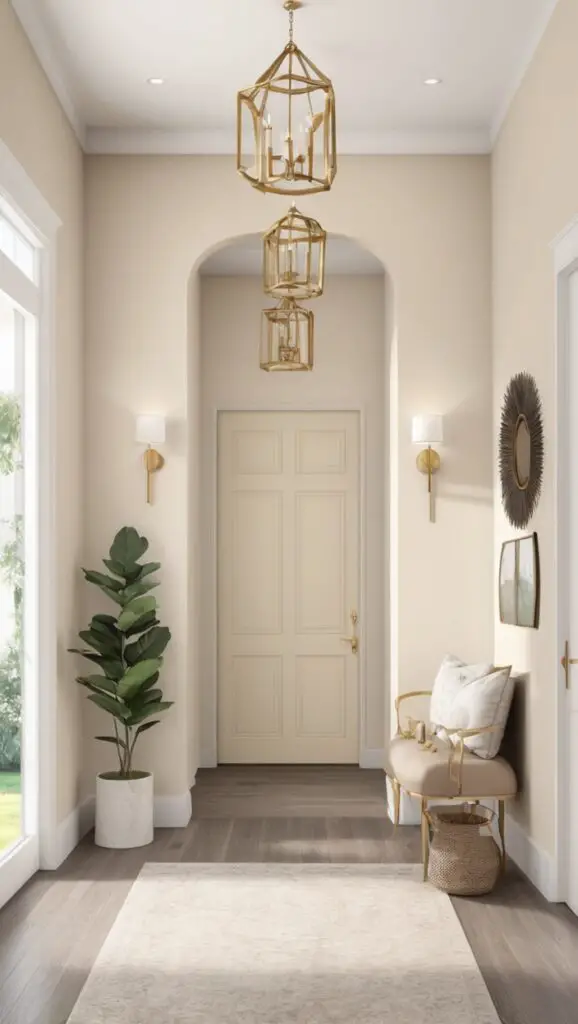 Entryway paint ideas, Choice Cream entryway, home decor trends, neutral tones, entryway transformation

