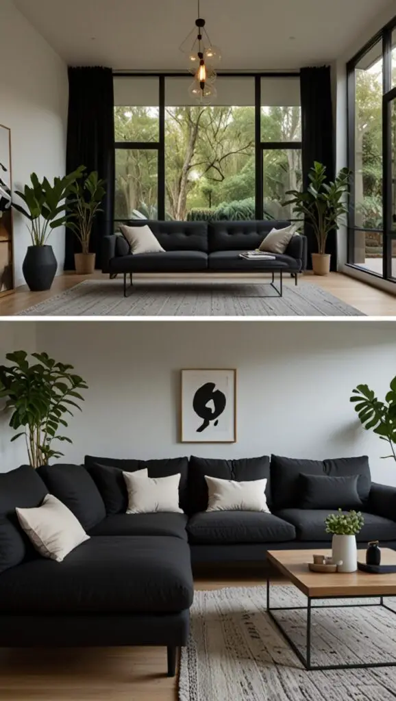  Black Couch,designer living room furniture,new Livingroom design, modern Livingroom design, 