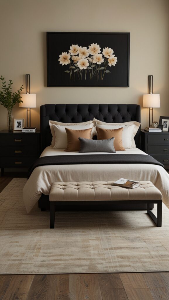 ,black & beige bedroomnew bed design, modern bed design, modern bedroom designs, 